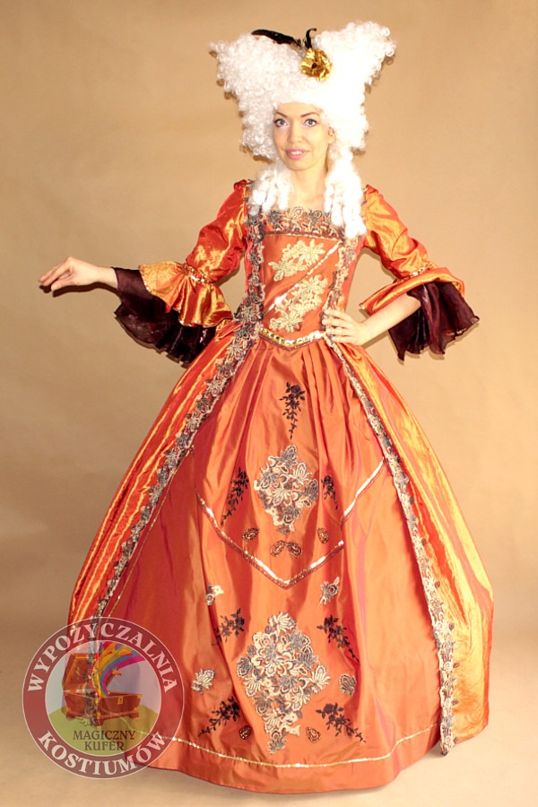 suknia barokowa pomarańczowa